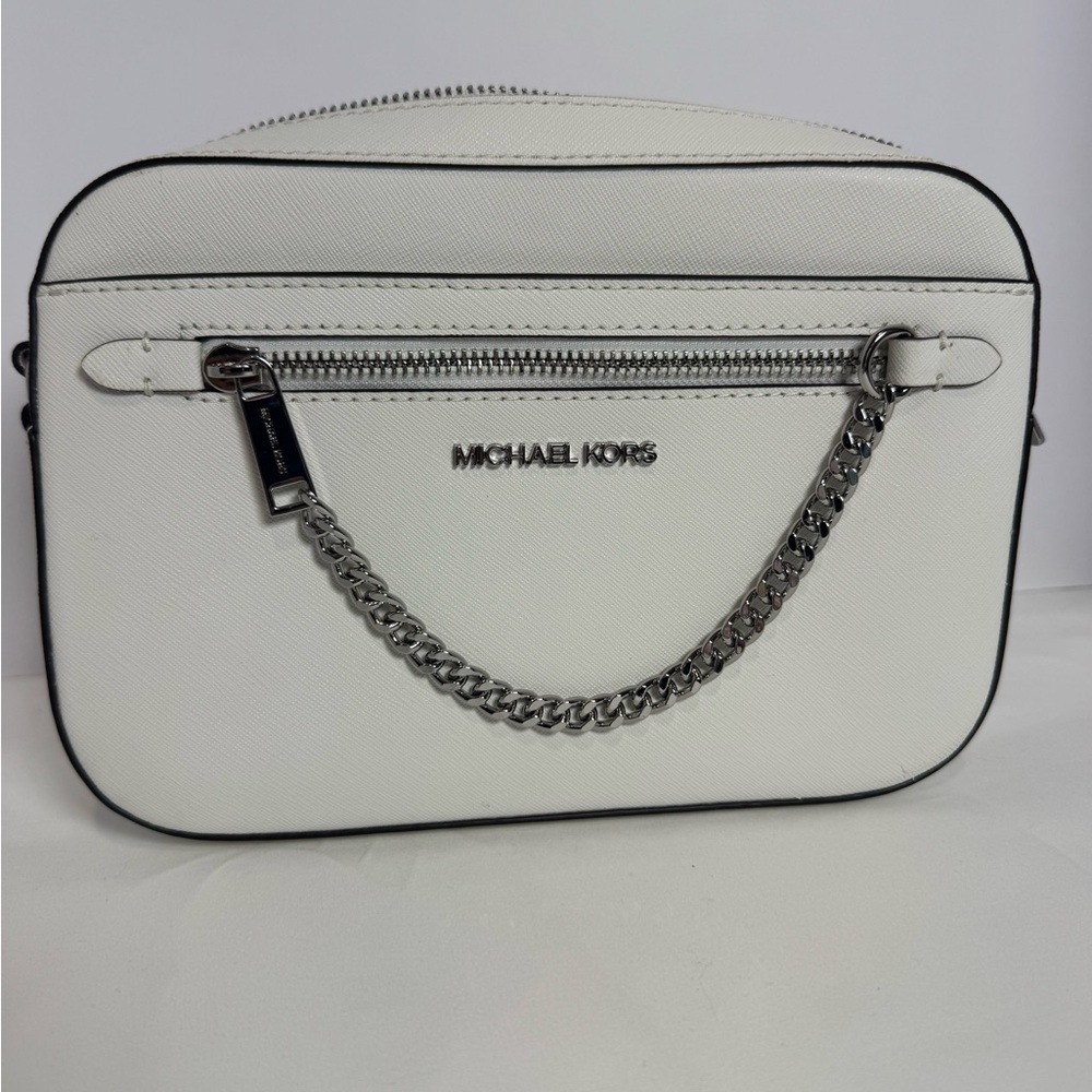 NWT ~ Michael Kors Large Saffiano Leather Crossbody Bag White